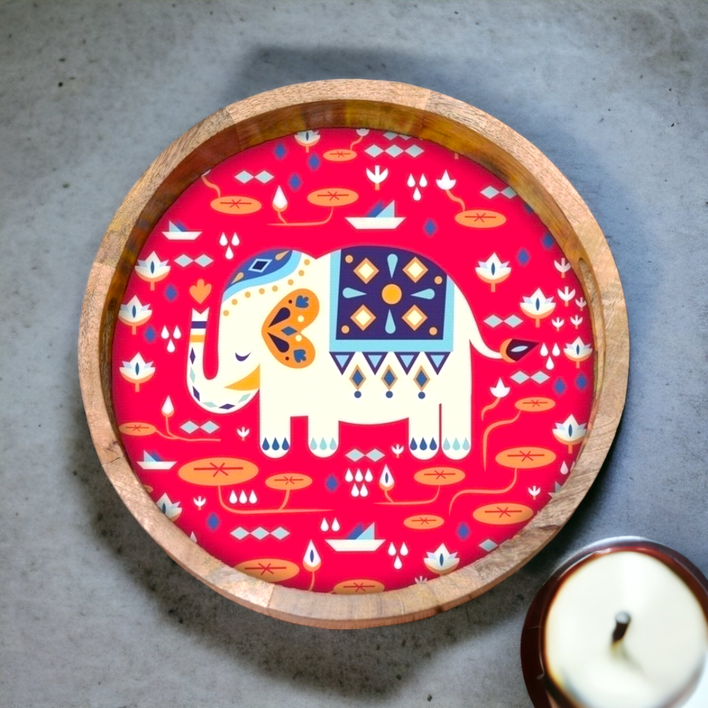 Tray - Circular Wooden