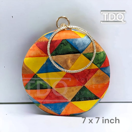 Clutch - Multi Coloured Patterned Wristlet