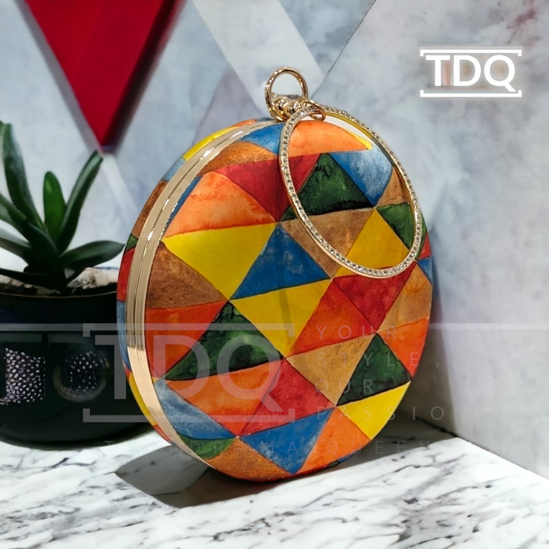 Clutch - Multi Coloured Patterned Wristlet